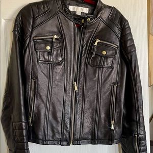 Ladies Black leather moto jacket